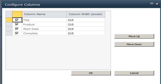 Configuring the JS Grid columns